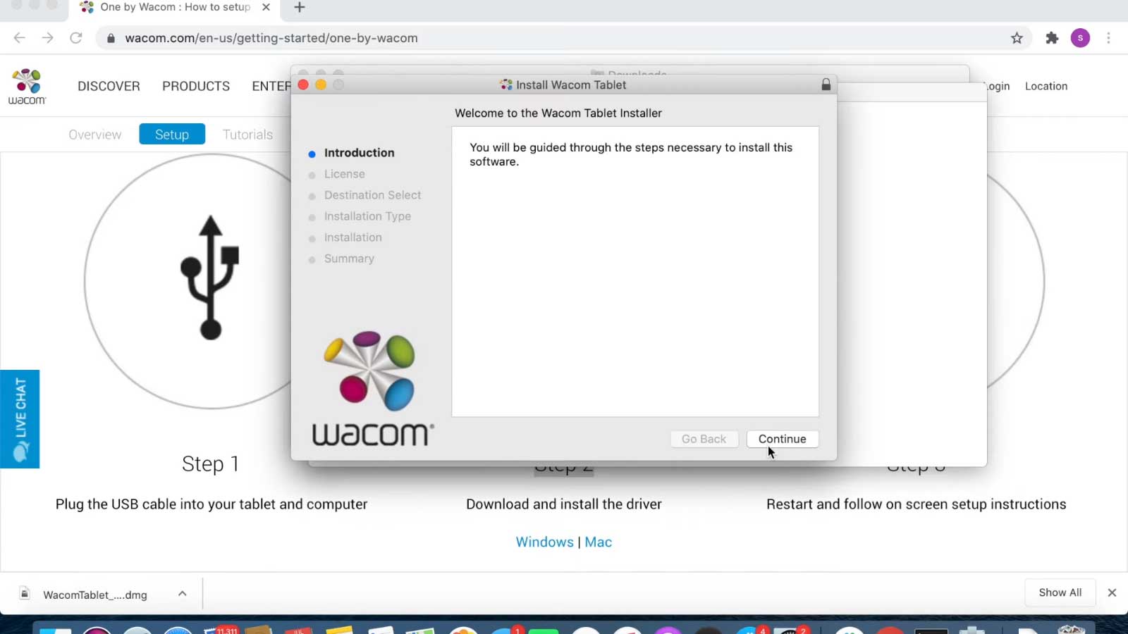 how to connect a wacom tablet to mac